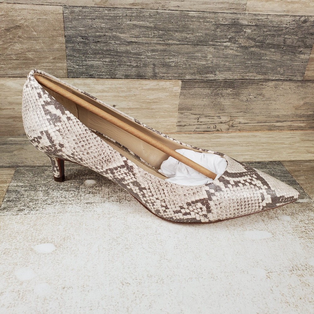 Sam Edelman Dori Womens Pump Sz 10 Taupe Snake Print Leather Slip On Pointed Toe